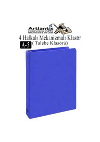 Resim 4 Halkalı Klasör 1 Adet A5 Pvc Öğrenci Ve Ofis Tipi Evrak Sunum Klasörü İç Cepli Otomatik Mekanizmalı Büro Okul Arşivle Mavi 