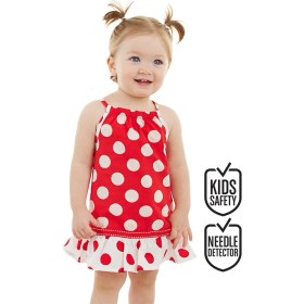 Resim Denokids Kırmızı Puantiye Kız Bebek Yazlık Elbise 