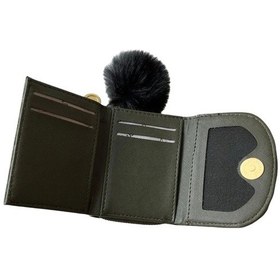 Resim Ulaş Accessories Yeşil Renk Peluş Siyah Top Suni Deri Kibar Bozuk Para Bölmeli Kadın Cüzdan Yeşil 
