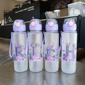 Resim 700ml Taşınabilir Flip-Top Letter Su Şişesi - Açık Hava Fitnessi, Spor ve Kamp için İdeal - İsmi veya Mesajınızla Kişelleştirin, Kamp Su Şişesi|Pembe Taç Şişesi|Clear Body Bottle 