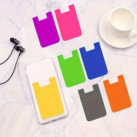 Resim Silikon Telefon Cüzdanı Yapışkanlı Kart Tutucu - İnce, Dayanıklı & Kredi Kartları, Otobüs Bileti & Daha Fazlası İçin Çok Amaçlı 