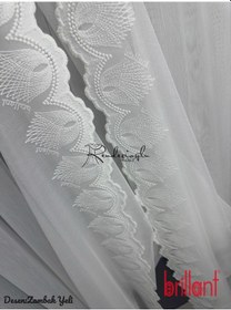 Resim Tül Perde Brillant Marka Titi Zemin Etek İşleme Zambak Yeli Ekru 