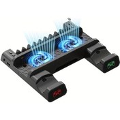 Resim Sunshine022 Siyah Ps4 Dikey Stand Soğutucu Fan Şarj İstasyonu 10 Oyun Yuvası 