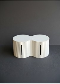 Resim Dekoratif Tuvalet Kağıdı Kutusu 2 Li Rulo Kapasiteli Organizer -14x26x12 Cm Beyaz 