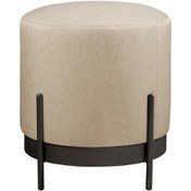 Resim Ella Mio Puf, Metal Halkalı Puf, Makyaj Oturağı ,puf Bench Montajsız Oturak Siyah Metal Ayaklı KREM 