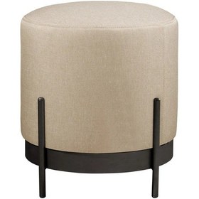 Resim Ella Mio Puf, Metal Halkalı Puf, Makyaj Oturağı ,puf Bench Montajsız Oturak Siyah Metal Ayaklı KREM 