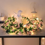 Resim LED Gül Çelenk Işık Dizisi | Sıcak Parıltılı Pembe Çiçek Tasarımı | 198.12cm, 20 Işık | Pil ile Çalışan, Enerji Verimli | Düğün ve Ev Dekoru için İdeal | Plastik Çiçekler | Düğme Kontrolü | Fişi Gerekmez, Düğün Süslemeleri | Masa Üstü Aydınlatma Dekoru | Gerçekçi Plastik Çiçekler, Düğün Aksesuarları 