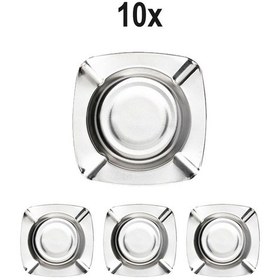 Resim 10 Adet Çelik 11 Cm İnce Çay Bahçesi Kahvehane Kıraathane Kül Tablası Küllük 