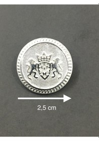 Resim Trençkot Ve Kaban Düğmesi Gümüş Metal 6 Lı Set / Çift Aslan Mode 