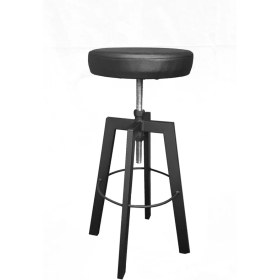 Resim Presto Bar Sandalyesi Bar Taburesi Siyah Deri Oturak 