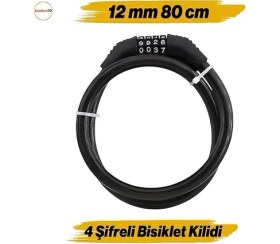 Resim Bisiklet Halat Zincir Kilidi 80 cm Çelik Kilit Çap 12 mm Ø Hırsız Önleme Güvenlik 1 Adet 