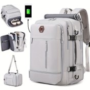 Resim ENOSHI Erkekler için Havayolu Onaylı El Çantası, USB Şarj Portu, 43.94cm Laptop Bölmesi & Ayakkabı Saklama Alanı - İş, Yürüyüş, Hafta Sonu Seyahatleri İçin Çok Cepli Seyahat Sırt Çantası (Açık Gri), Seyahat ve Yürüyüş Ekipmanları İçin Sırt Çantası, Fonksiyonel Bölmeler, Sağlam Yapı, Sık Seyahat Edenler İçin, Şık Tasarım, Yüksek Kaliteli Malzeme, Frekant Uçuşcu Ekipmanı 
