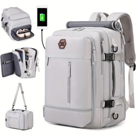 Resim ENOSHI Erkekler için Havayolu Onaylı El Çantası, USB Şarj Portu, 43.94cm Laptop Bölmesi & Ayakkabı Saklama Alanı - İş, Yürüyüş, Hafta Sonu Seyahatleri İçin Çok Cepli Seyahat Sırt Çantası (Açık Gri), Seyahat ve Yürüyüş Ekipmanları İçin Sırt Çantası, Fonksiyonel Bölmeler, Sağlam Yapı, Sık Seyahat Edenler İçin, Şık Tasarım, Yüksek Kaliteli Malzeme, Frekant Uçuşcu Ekipmanı 