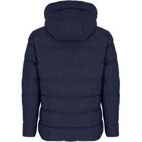 Resim Erkek Lacivert Su Ve Rüzgar Geçirmez Sabit Kapüşonlu Pofuduk Yaka Kalın Içi Kürklü Şişme Mont&Kaban-Lacivert 