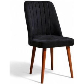 Resim Polo Sandalye - Soho Siyah - Ahşap Ceviz Ayaklı 