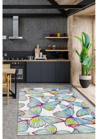 Resim Homshtag Kelebekler Çok Renkli Dekoratif Halı Dokuma Taban Hayvan Baskılı Özel Tasarım Halı Çok Renkli 