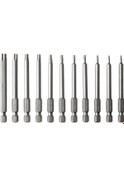 Resim Gajeena 75mm Boş Yıldız Uçlu 11 Parça Krom Vanadyum Çelik Tornavida Uç Seti 