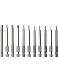 Resim Gajeena 75mm Boş Yıldız Uçlu 11 Parça Krom Vanadyum Çelik Tornavida Uç Seti 