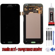 Resim Genos Samsung J500 J5 Lcd Ekran Servis Siyah Montaj Kiti Hediye 