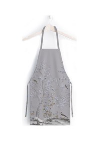 Resim Gri Çiçek Tasarımlı Mutfak Önlüğü Keten Kumaş, Uluslararası Yıkama Ve Solmama Sertifikası Çok Renkli 