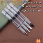 Resim 4 Farklı Tip Yazı Kalemi, Farklı Kalem Uçları, Şeffaf Kalem Çubukları, Piston Mürekkep Yolu ile 