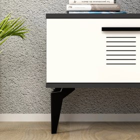 Resim Demonte Dekor 3 Kapaklı Asimo Tv Sehpası Antrasit - Beyaz 