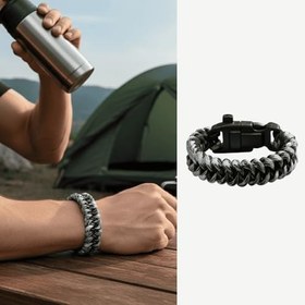 Resim Pusulalı Çakmaklı Taktik Paracord Bileklik - Şehir Mavi Kamuflaj Desen - Kamp ve Doğa Sporları İçin 