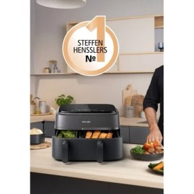 Resim Philips %90’a Kadar Daha Az Yağ ile Sağlıklı Kızartma Çift Hazneli Büyük Hacim – 6 L + 3 L ile Maksimum Esneklik 3000 Serisi Çift Hazneli Airfryer & Fritöz 