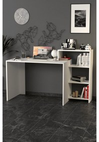 Resim Moonlife Ahsen Kitaplıklı Çalışma Masası Beyaz 
