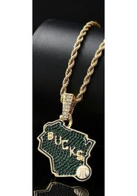 Resim Milwaukee Bucks Çelik Tasarım Kolye Sarı Renk Kahverengi 