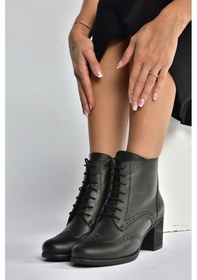 Resim Fox Shoes V468300903 Siyah Hakiki Deri Kalın Topuklu Kadın Bot Siyah-hakiki Deri 