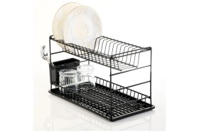 Resim Feyza Design Paslanmaz Iki Katlı 50 cm Siyah Tabaklık, Uzun Ömürlü ve Şık Tasarım 