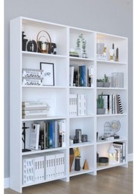 Resim Kzymobilya Kzy Mobilya Mobilya 5 Raflı Geniş Kitaplık - Beyaz 