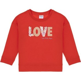 Resim U.S. Polo Assn. Kız Çocuk Nar Çiçeği Bisiklet Yaka Sweatshirt 50298159-VR239 