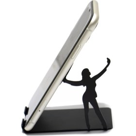 Resim Risingmaber Metal Mat Siyah Dekoratif Kadın Telefon Tutacağı 