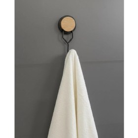 Resim Okyanus Home Ahşap Desenli Magic Fix Sihirli Yapışkan Siyah Tekli Askı 