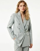 Resim Koton Slim Fit Düğmeli Cepli Kruvaze Kadın Blazer Ceket 6wak50056uw Gri 