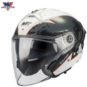 Resim Mt Helmets Cosmo Sv Layout A1 Parlak Güneş Vizörlü Yarım Kask Beyaz 