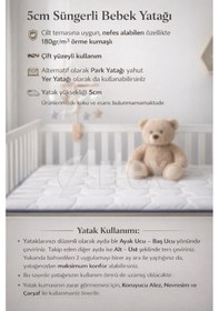 Resim 5Cm Cotton Süngerli Bebek Çocuk Beşik Yatağı 70x130 Park Yatak Oyun Parkı Yatağı 