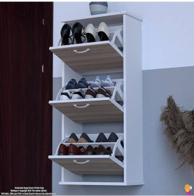 Resim Modilayn Varbi Asma Kapı Önü 52x 115x 26 Cm Lik 3 Düşer Kapak 6 Göz Bölmeli Ayakkabılık Beyaz Cordoba 