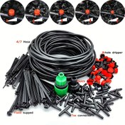 Resim 30M DIY Mikro Damla Sulama Kiti, Otomatik Bahçe Sulama Sistemi, Ayarlanabilir Damlatıcılar, Evrensel Thread Bağlantı Elemanları, Plastik, Elektrik veya Batarya Gerekmez, Beyaz 