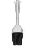 Resim Pazly Silikon Fırça, Paslanmaz Çelik Saplı, Yüksek Sıcaklık Dayanıklı, Mutfak Pişirme Barbekü Soya Sosu Fırçası, Yuvarlak Başlı, İçi Boş Sap Tasarımı, Gümüş-siyah Gümüş - Siyah 