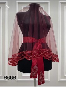 Resim GÜRLEK TEKSTİL Bordo Gelin Duvak Seti, Cam Boncuk Kına Gecesi Duvağı Seti 4 Parça 66 B Model 