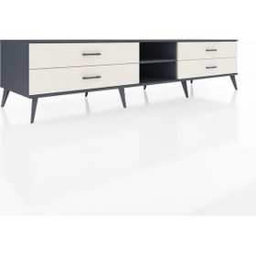 Resim Kronos Tv Ünitesi Tek Raflı 4 Çekmeceli 220x59x51 Antrasit-antrasit/aytaşı Antrasıt/aytası - Antrasıt 