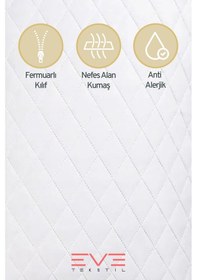 Resim Eve Tekstil 8 Adet Diamon Kapitone Antibakteriyel Fermuarlı Yıkanabilir Otel Lüks Yastık Kılıfı 50x70cm Beyaz 