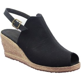 Resim Yazlık Keten Dolgu Topuk Sandalet 