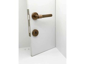 Resim Koldoor Punch Mat Antik Sarı Rozetli Oda Kapı Kolu 4 Takım 