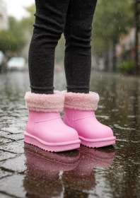 Resim Su Geçirmez İçi Kürklü Kız Çocuk Eva Yağmur Kar Botu Pembe 