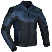 Resim Motosiklet Montu Deri 4 Mevsim Maxdura Ve Leather Kumaş Mont Koyu Mavi Falcon 