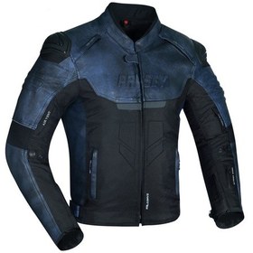 Resim Motosiklet Montu Deri 4 Mevsim Maxdura Ve Leather Kumaş Mont Koyu Mavi Falcon 